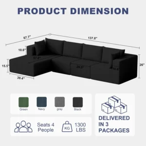 138" Boneless Couches for Living Room