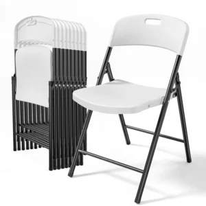 10-Pack White Plastic Folding Chairs