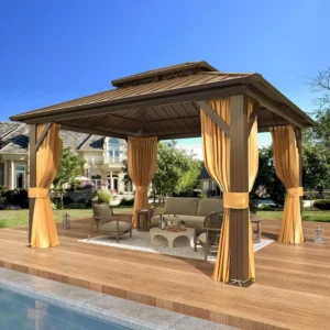 12x10 Outdoor Metal Gazebo with Double Roof
