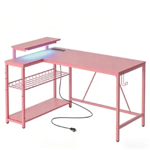 NOST&HOST Pink L Shaped Gaming Desk