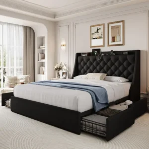 Queen Size Upholstered Platform Bed