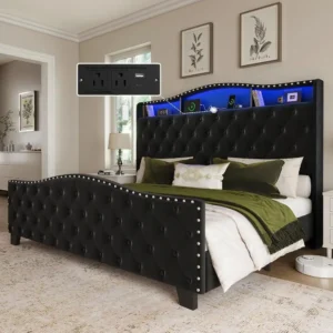 Belin King Size Bed e and board, 50.9" Velvet