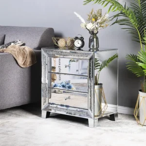 Mirrored Nightstand Glass End Table