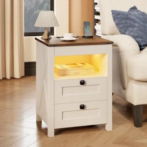 LED Nightstand Set of 2 with Gun Drawer